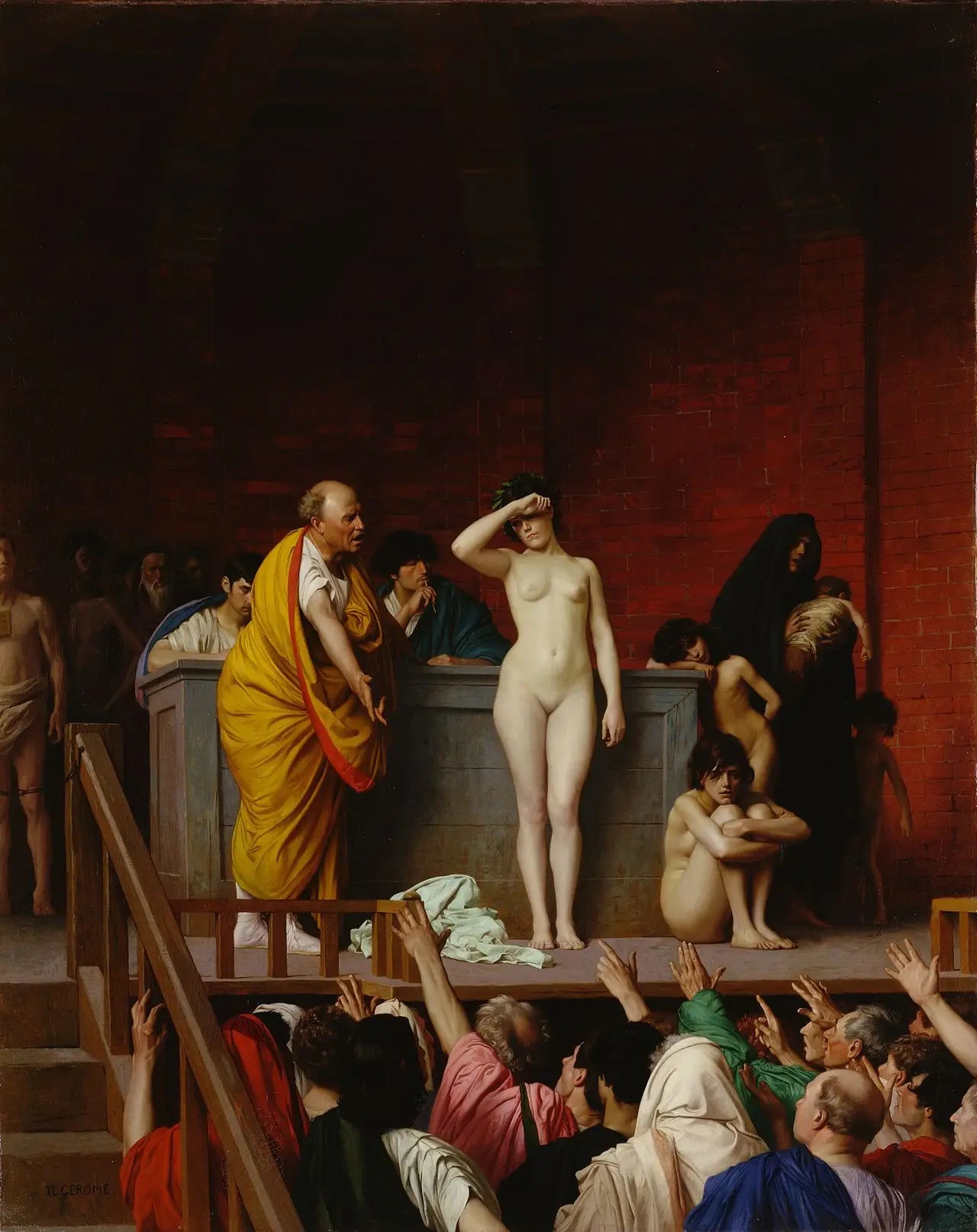 Reproduction du tableau « Vente d'esclaves à Rome - Jean-Léon Gérôme » par Alpha Reproduction en peinture à l’huile