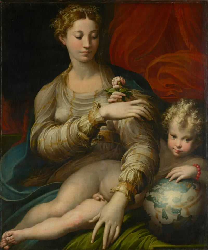Panna s růží - Parmigianino