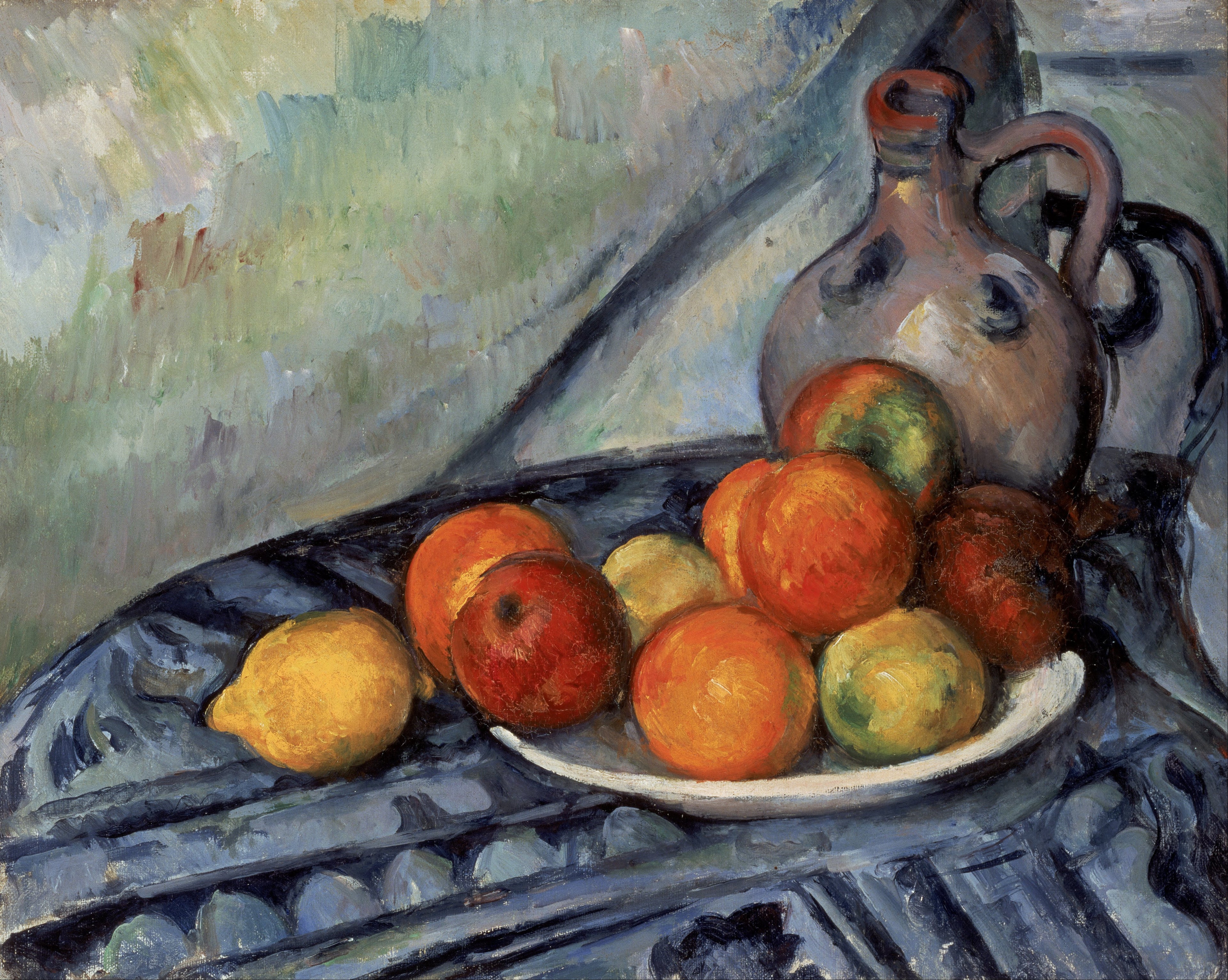 Reproduction du tableau « Fruits et cruchon - Paul Cézanne » par Alpha Reproduction en peinture à l’huile