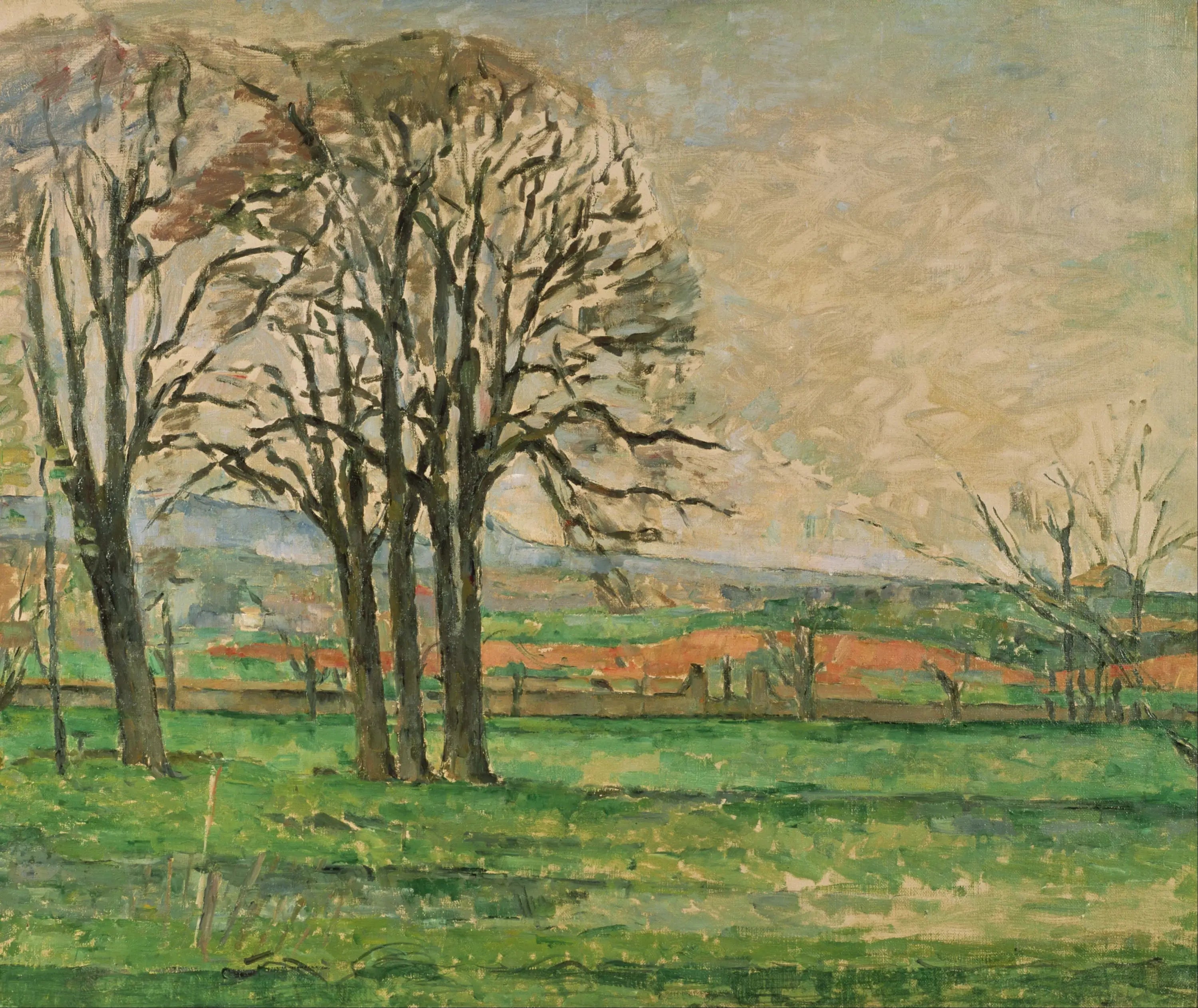 Reproduction du tableau « Les Arbres du Jas de Bouffan dénudés - Paul Cézanne » par Alpha Reproduction en peinture à l’huile