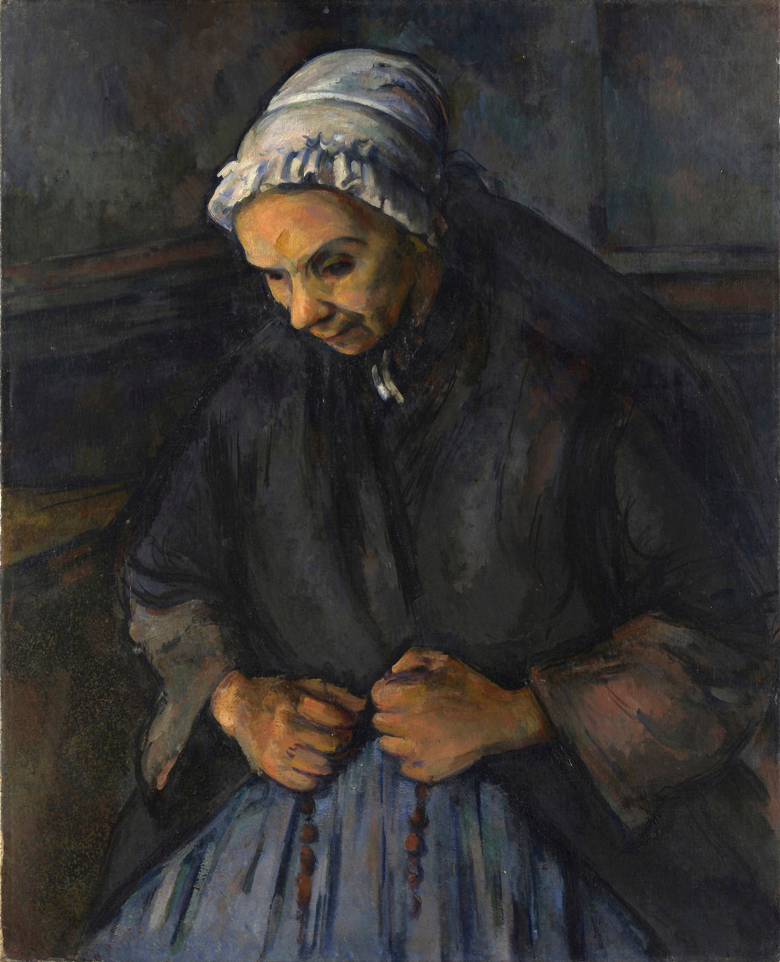 Reproduction du tableau « Une vieille Femme avec un rosaire - Paul Cézanne » par Alpha Reproduction en peinture à l’huile