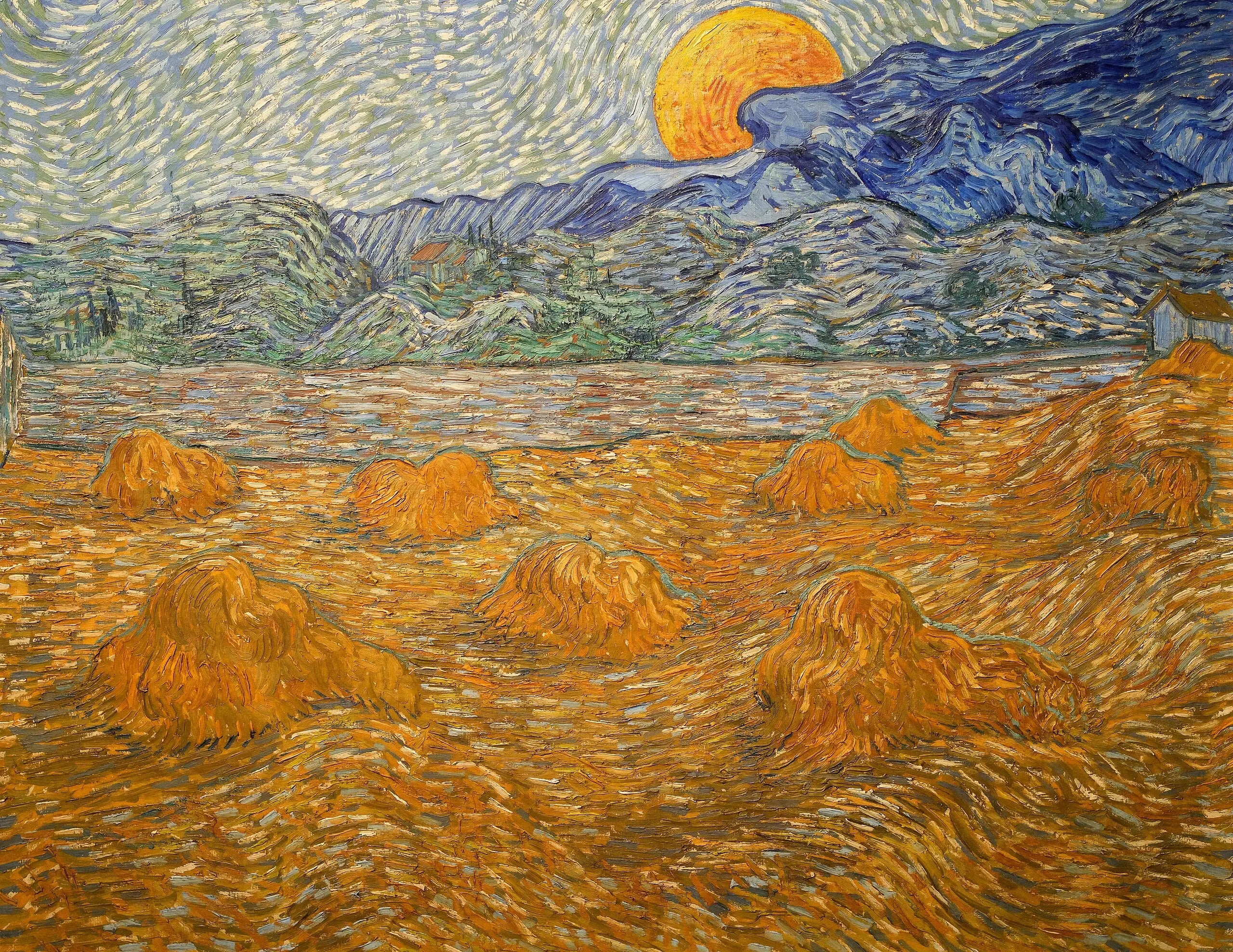 Paysage avec gerbes de blé et lune montante - Vincent van Gogh - Alpha Reproduction