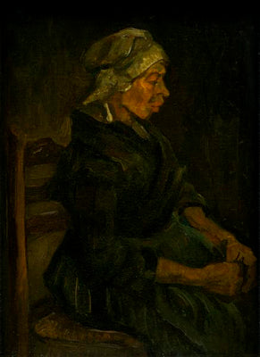 Sedící venkovanka s bílou čepicí - Vincent van Gogh