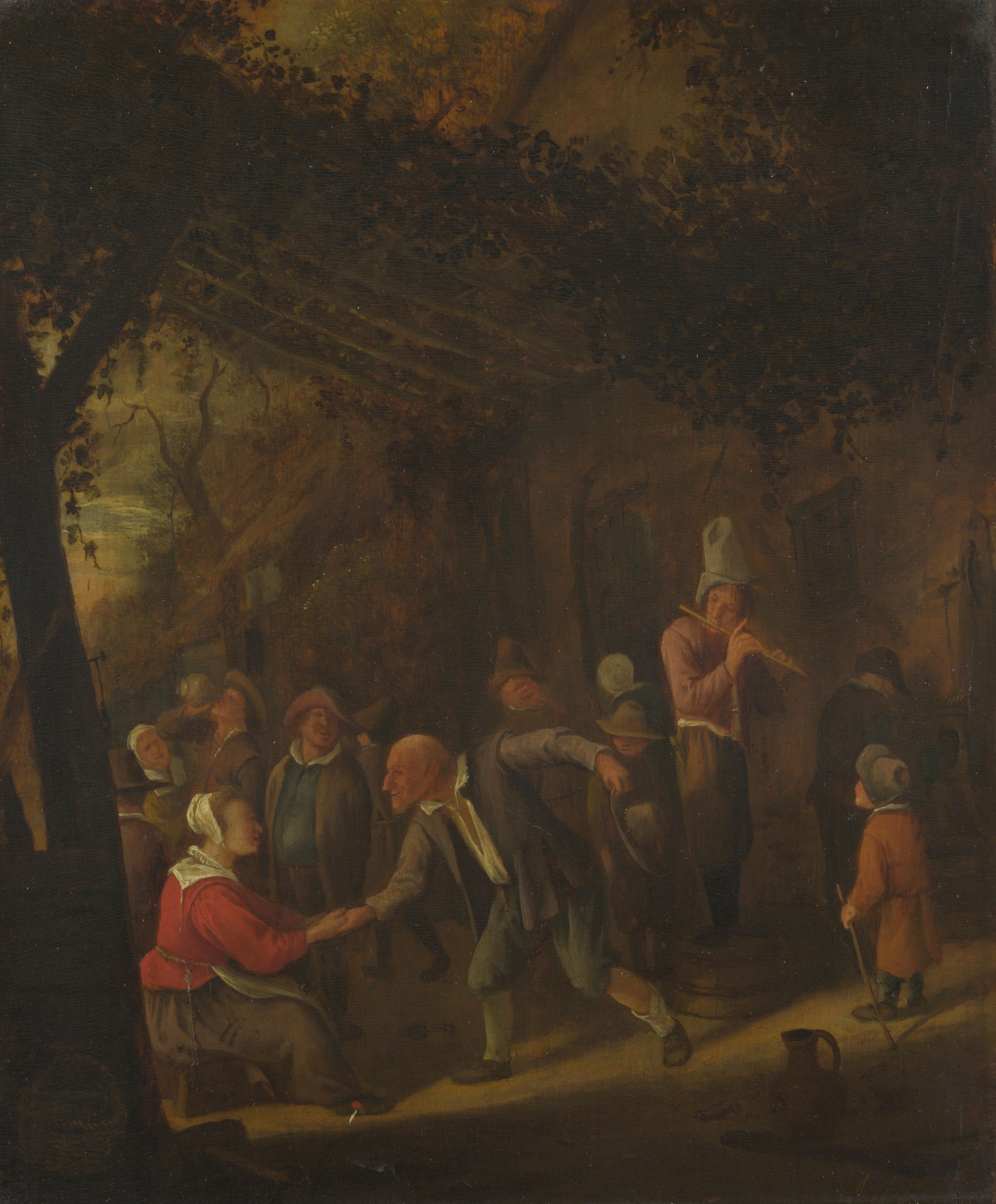 Des paysans font la fête devant une auberge - Jan Steen
