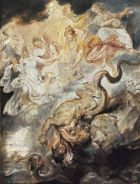 La réconciliation finale entre Marie de Médicis et son fils, Louis XIII de France (esquisse) - Peter Paul Rubens