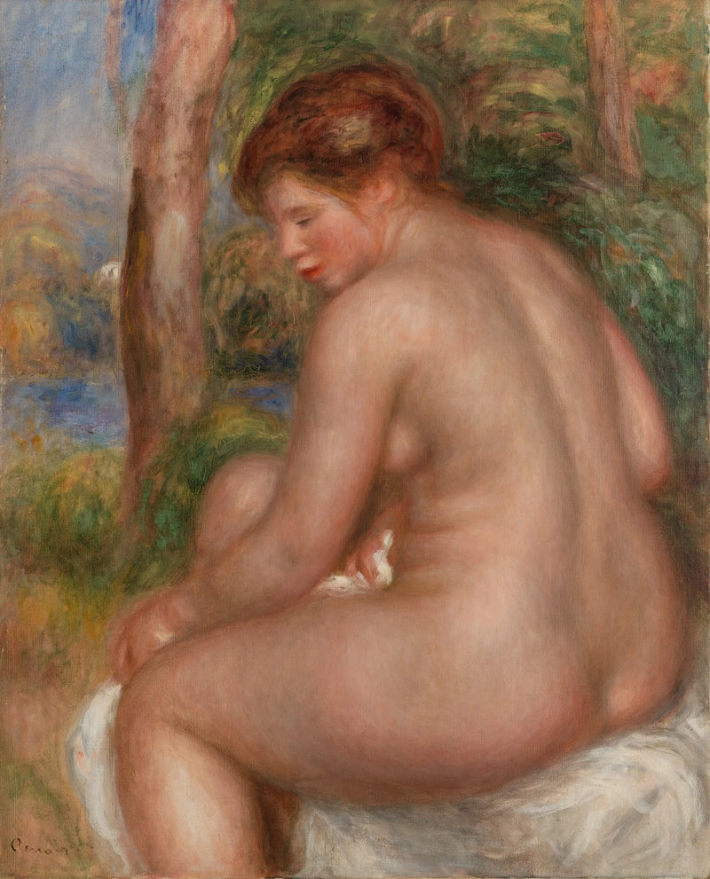 Koupající se žena z tří čtvrtin - Pierre-Auguste Renoir