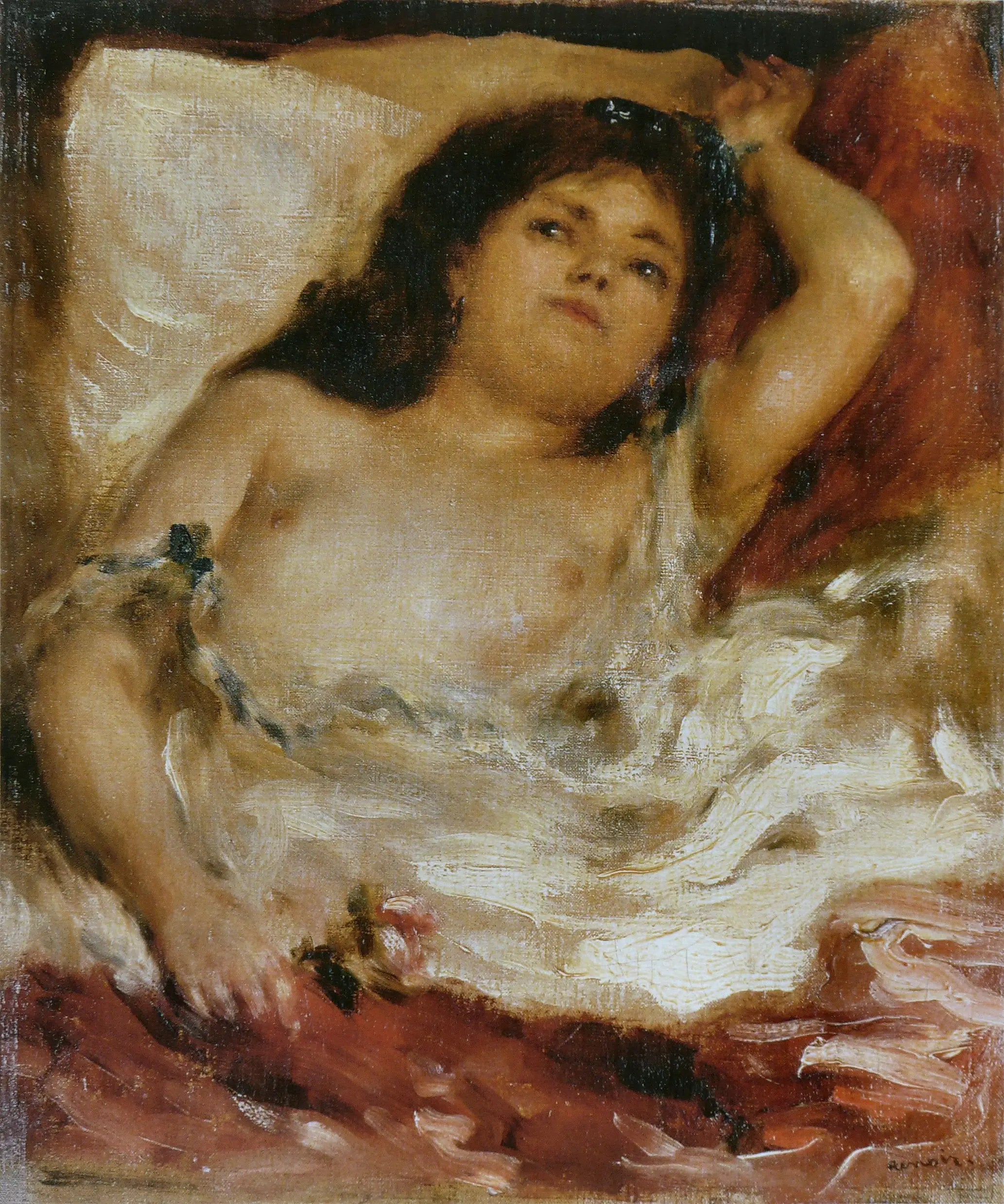 Reproduction du tableau « Femme demi-nue couchée : la rose - Pierre-Auguste Renoir » par Alpha Reproduction en peinture à l’huile