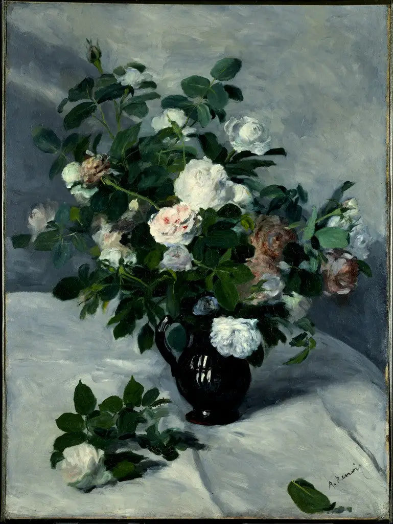 Reproduction du tableau « Nature morte aux roses - Pierre-Auguste Renoir » par Alpha Reproduction en peinture à l’huile