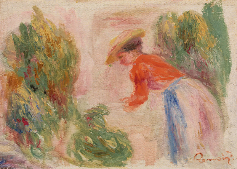 Žena sbírající květiny (Žena sbírající květiny) - Pierre-Auguste Renoir