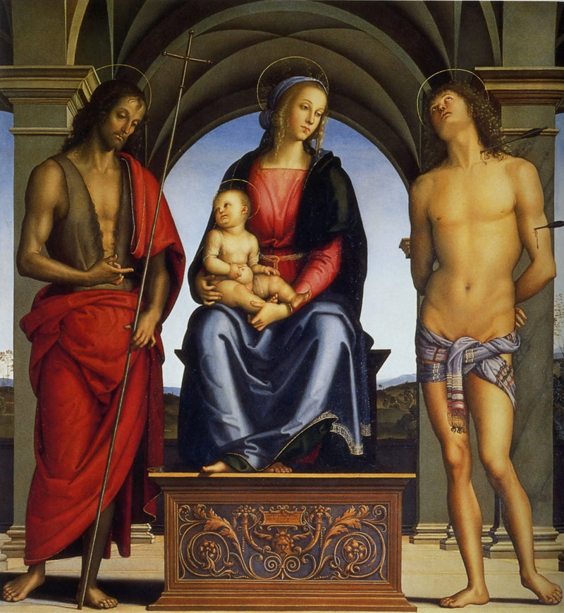 Panna Marie s dítětem mezi svatými Janem Křtitelem a Svatým Sebastianem - Pietro Perugino
