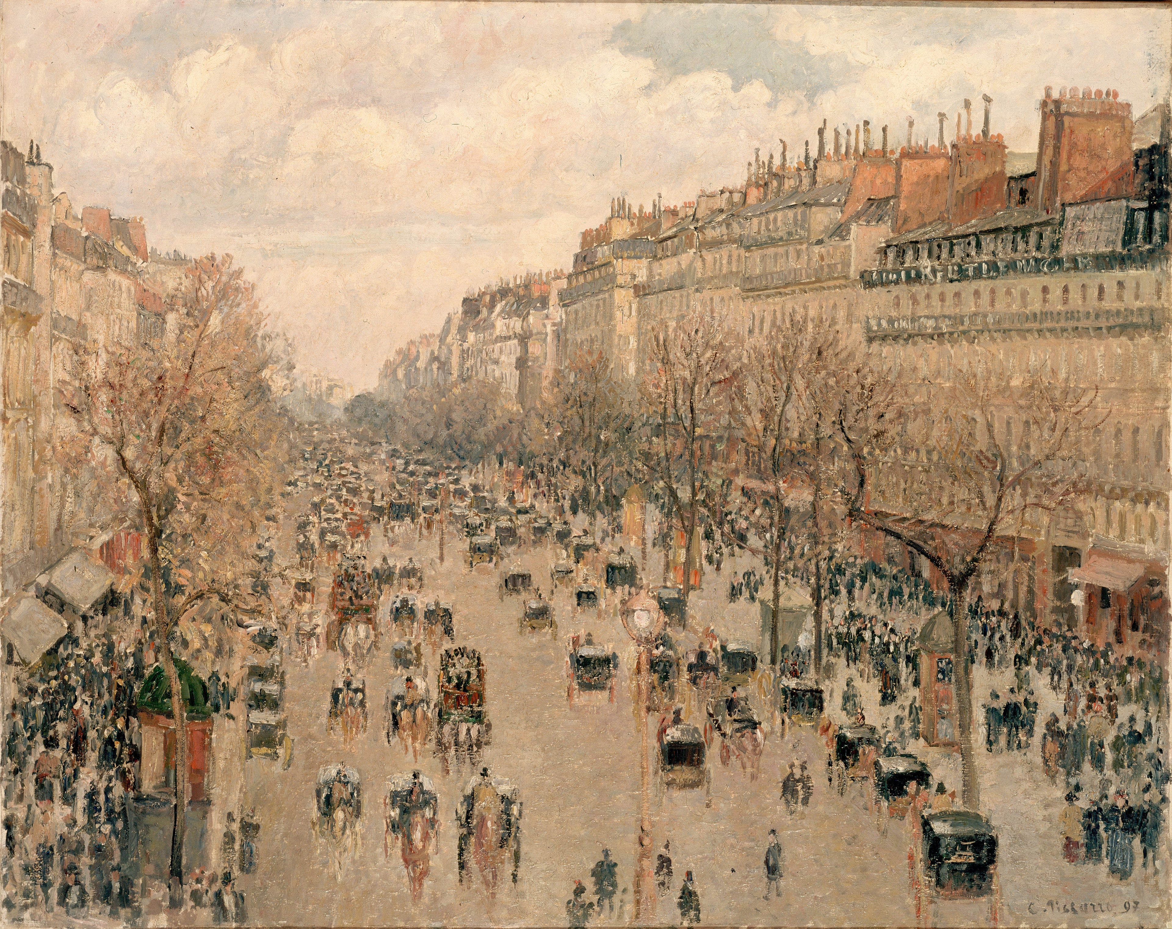 Reproduction du tableau « Boulevard Montmartre, soleil après-midi - Camille Pissarro » par Alpha Reproduction en peinture à l’huile