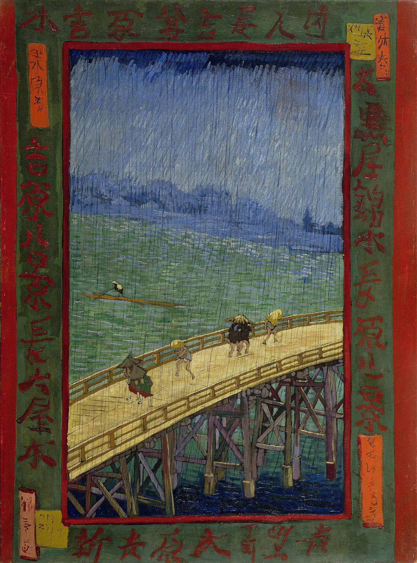 🌧️ Most v dešti (podle Hiroshige) – Vincent van Gogh (1887)