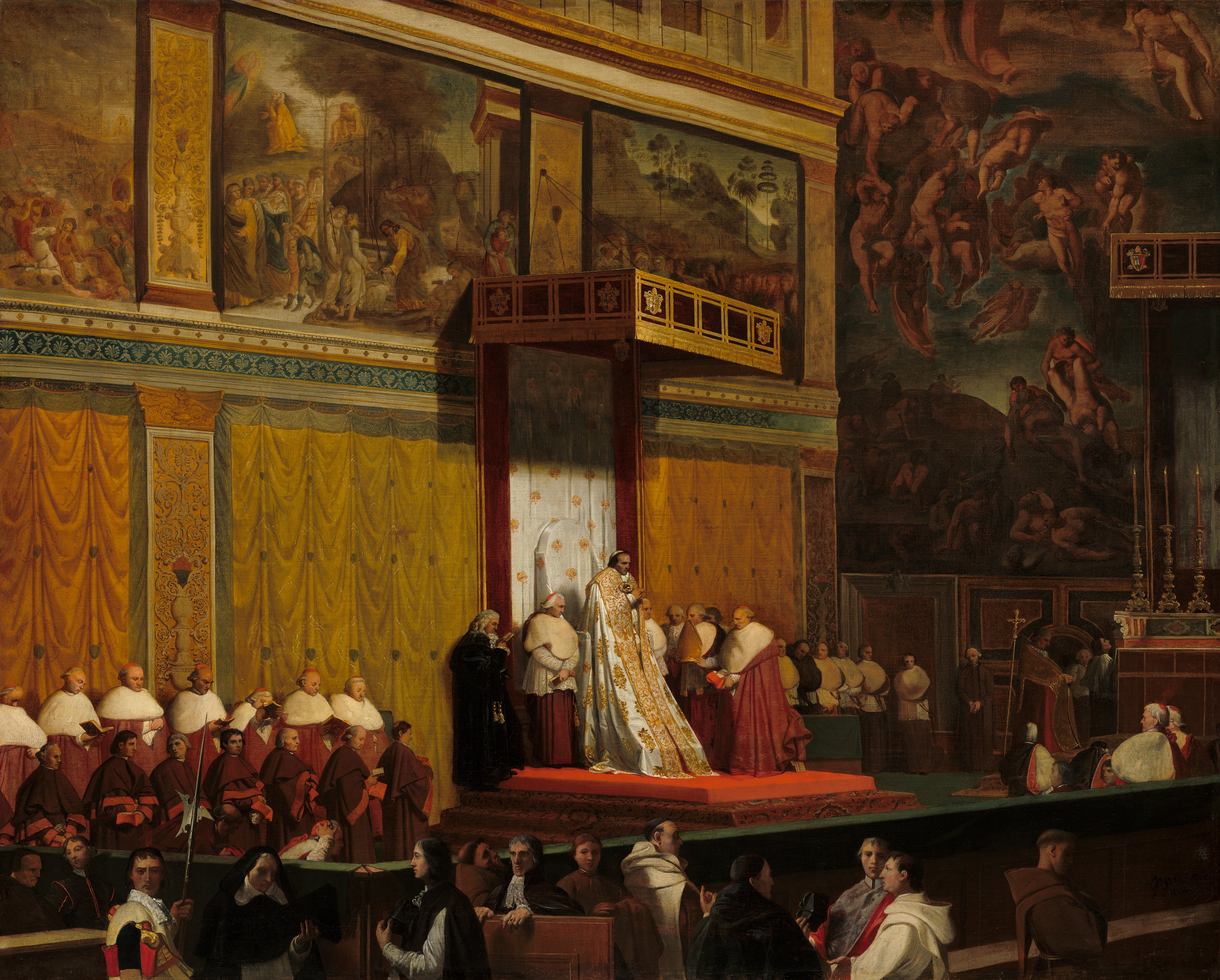 Pape Pius VII v Sixtinské kapli - Jean-Auguste-Dominique Ingres