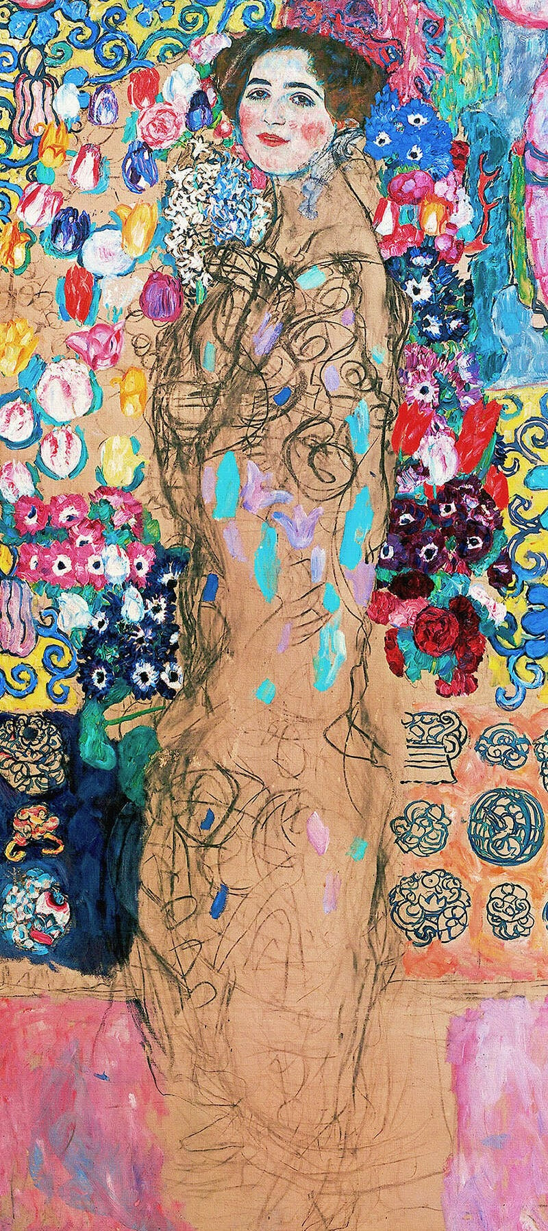 🌸🎨 Portrét Marie Munkové (nedokončený) – Gustav Klimt (kolem 1917–1918)