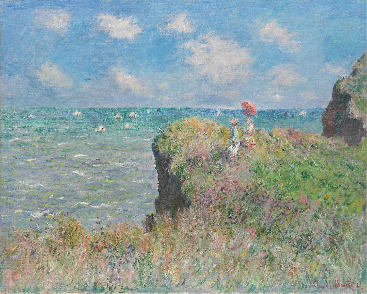 🎨 Procházka po útesu v Pourville – Claude Monet, 1882