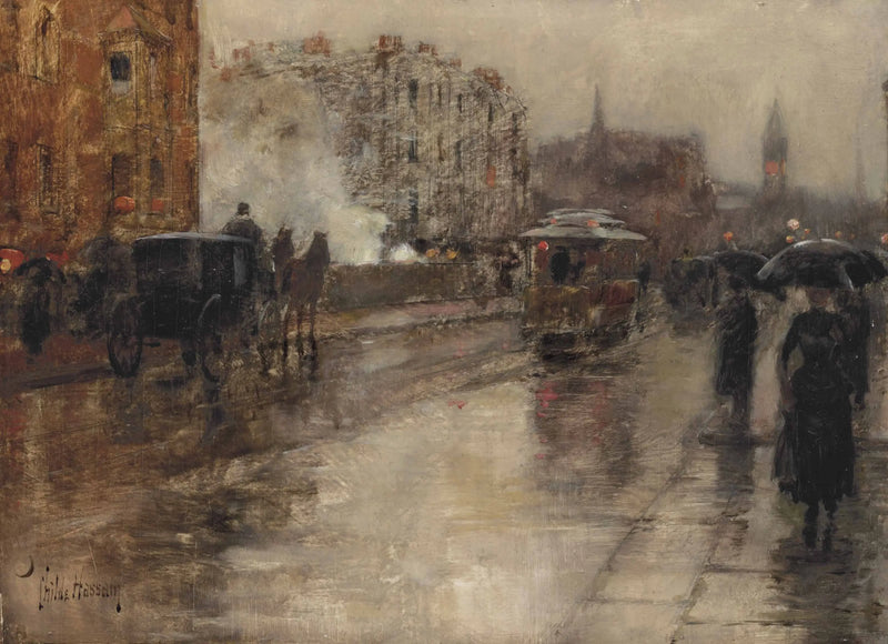 Deštivý den, Boston - Childe Hassam
