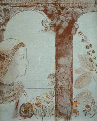 Portrait de jeune fille sur fond d’arcatures - Odilon Redon - Alpha Reproduction