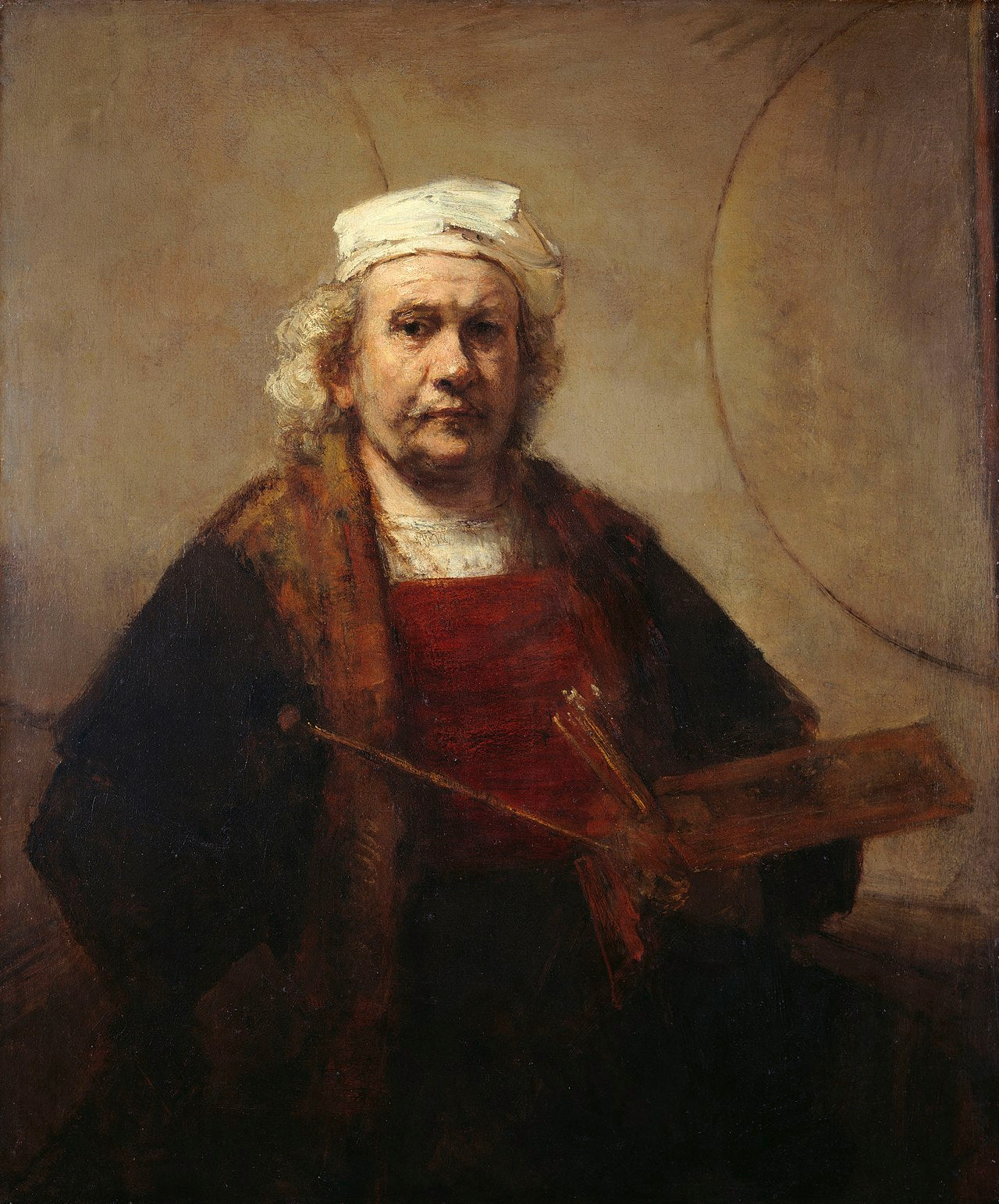 Autoportrét s dvěma kruhy - Rembrandt van Rijn