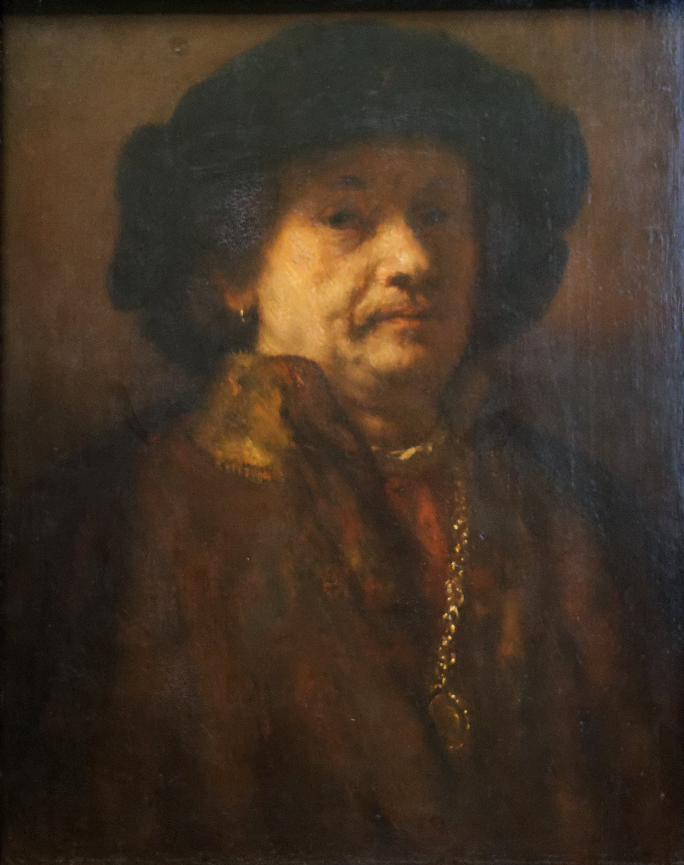 Reproduction du tableau « Autoportrait au béret noir et à la chaîne d'or - Rembrandt » par Alpha Reproduction en peinture à l’huile