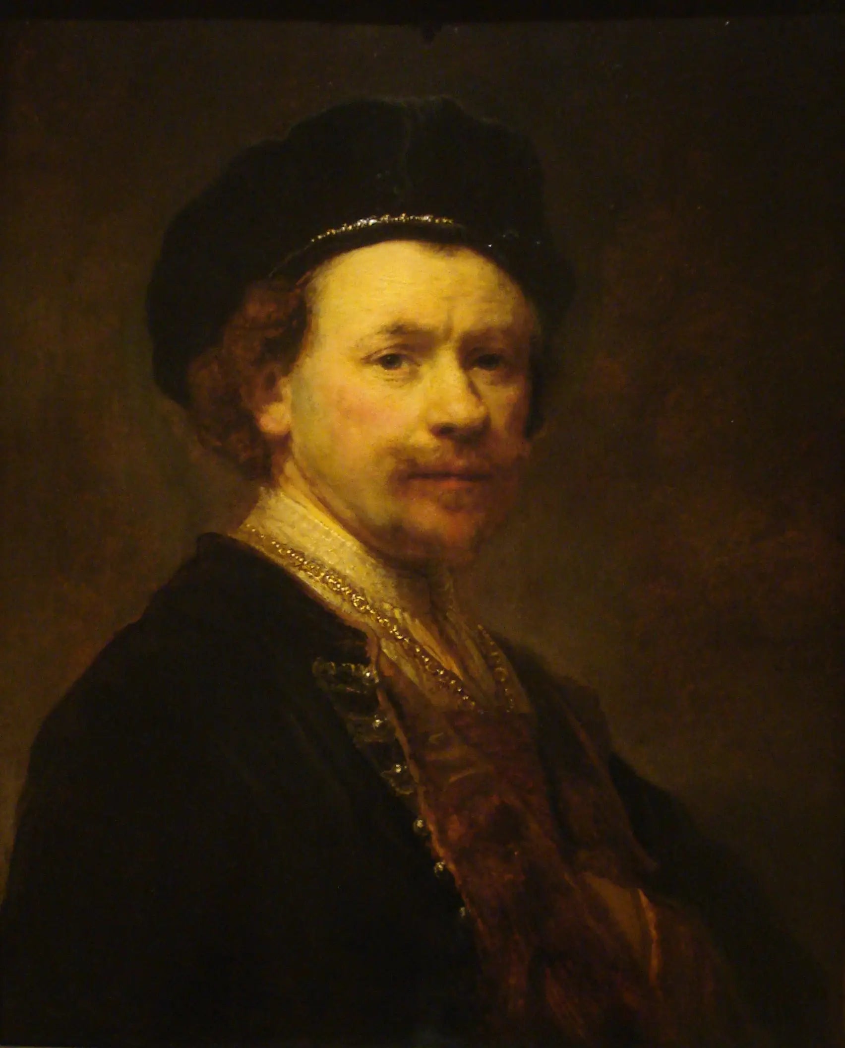 Reproduction du tableau « Autoportrait au béret - Rembrandt » par Alpha Reproduction en peinture à l’huile