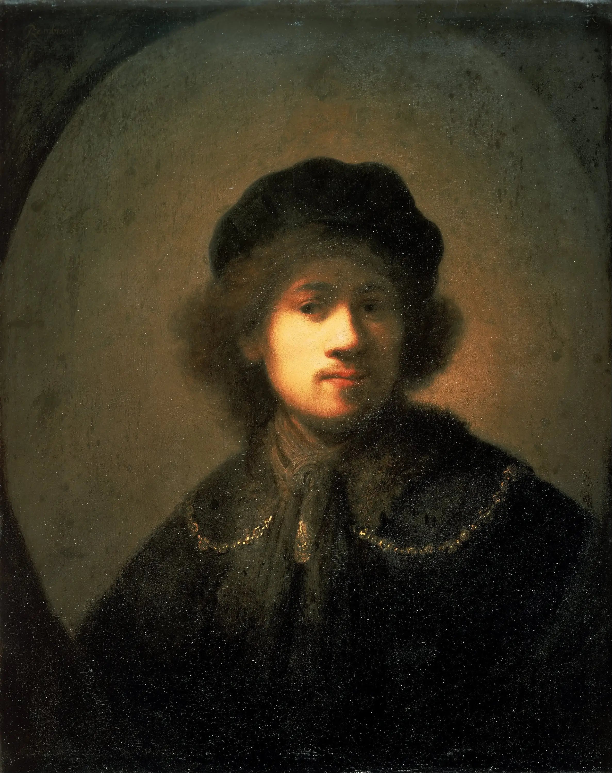 Reproduction du tableau « Portrait de l'artiste en jeune homme - Rembrandt » par Alpha Reproduction en peinture à l’huile