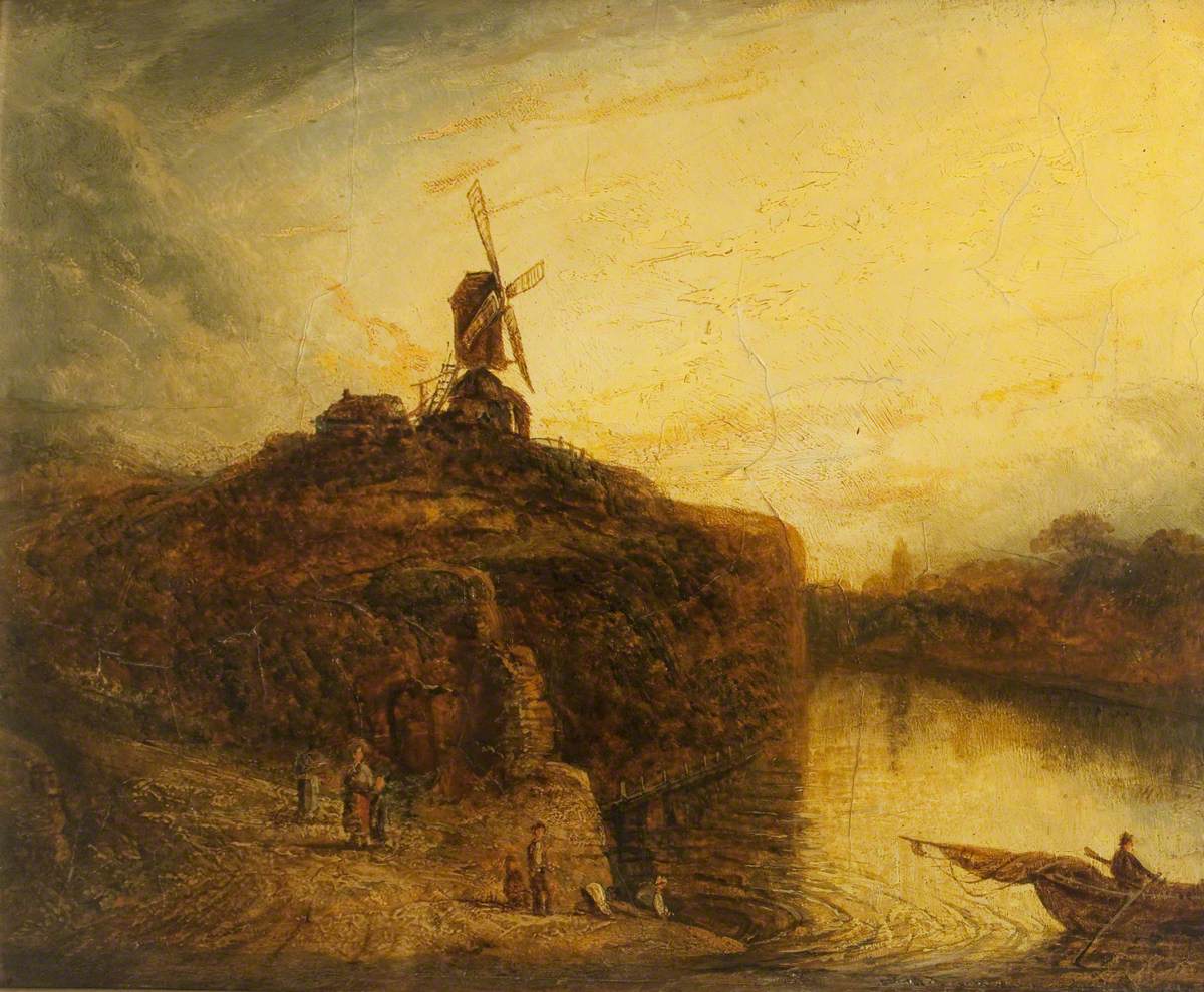 Reproduction du tableau « Moulin à vent au-dessus d'une rivière - Rembrandt » par Alpha Reproduction en peinture à l’huile