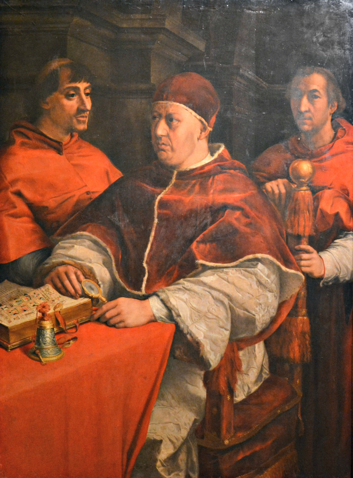 Portrait de Léon X avec les cardinaux Giulio de Médicis et Luigi de' Rossi - Andrea del Sarto
