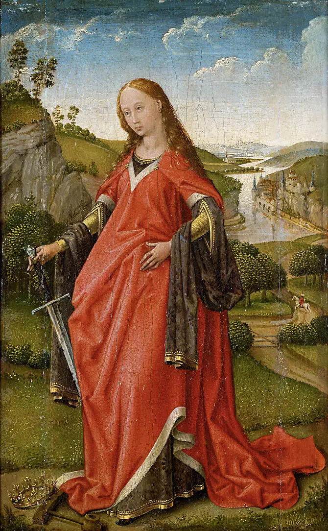Pravé křídlo diptychu: Svatá Kateřina - Rogier van der Weyden
