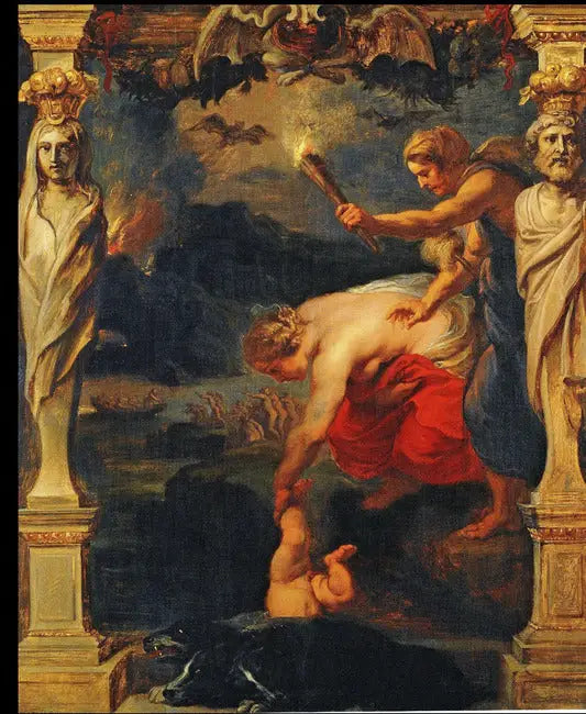 Achille se ponořil do řeky Styx - Peter Paul Rubens