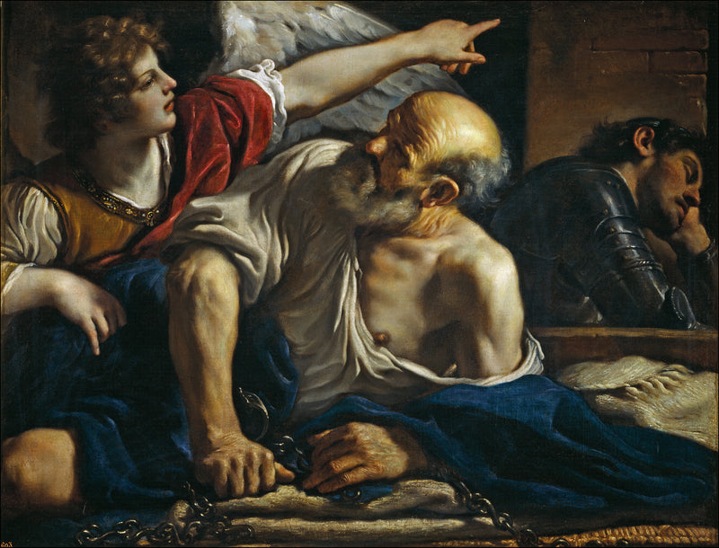 Svatý Petr osvobozený andělem - Guercino