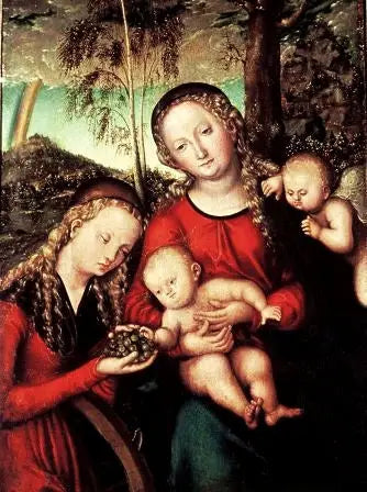 Panna Marie s dítětem a svatou Kateřinou Alexandrijskou - Lucas Cranach starší