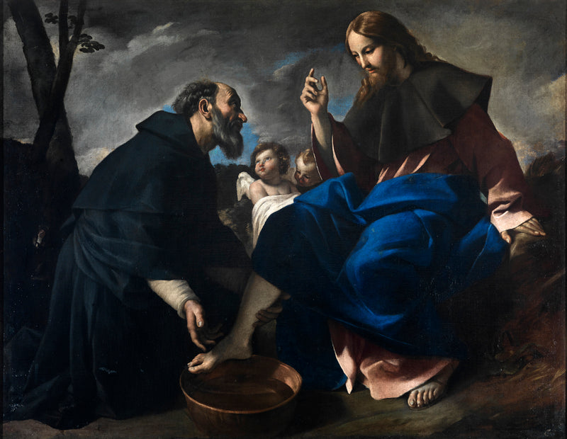 Svatý Augustin omývá nohy Kristovi - Giovanni Lanfranco