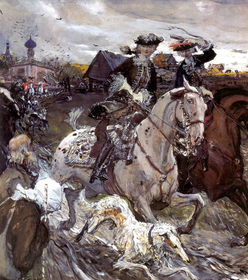 Pierre II et la princesse Élisabeth Petrovna chassant à courre - Valentin Serov