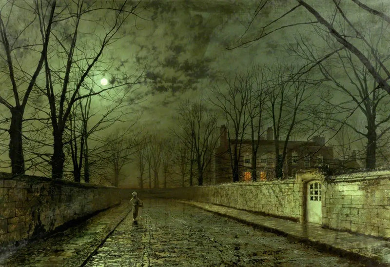 Stříbrný měsíc v úplňku - John Atkinson Grimshaw