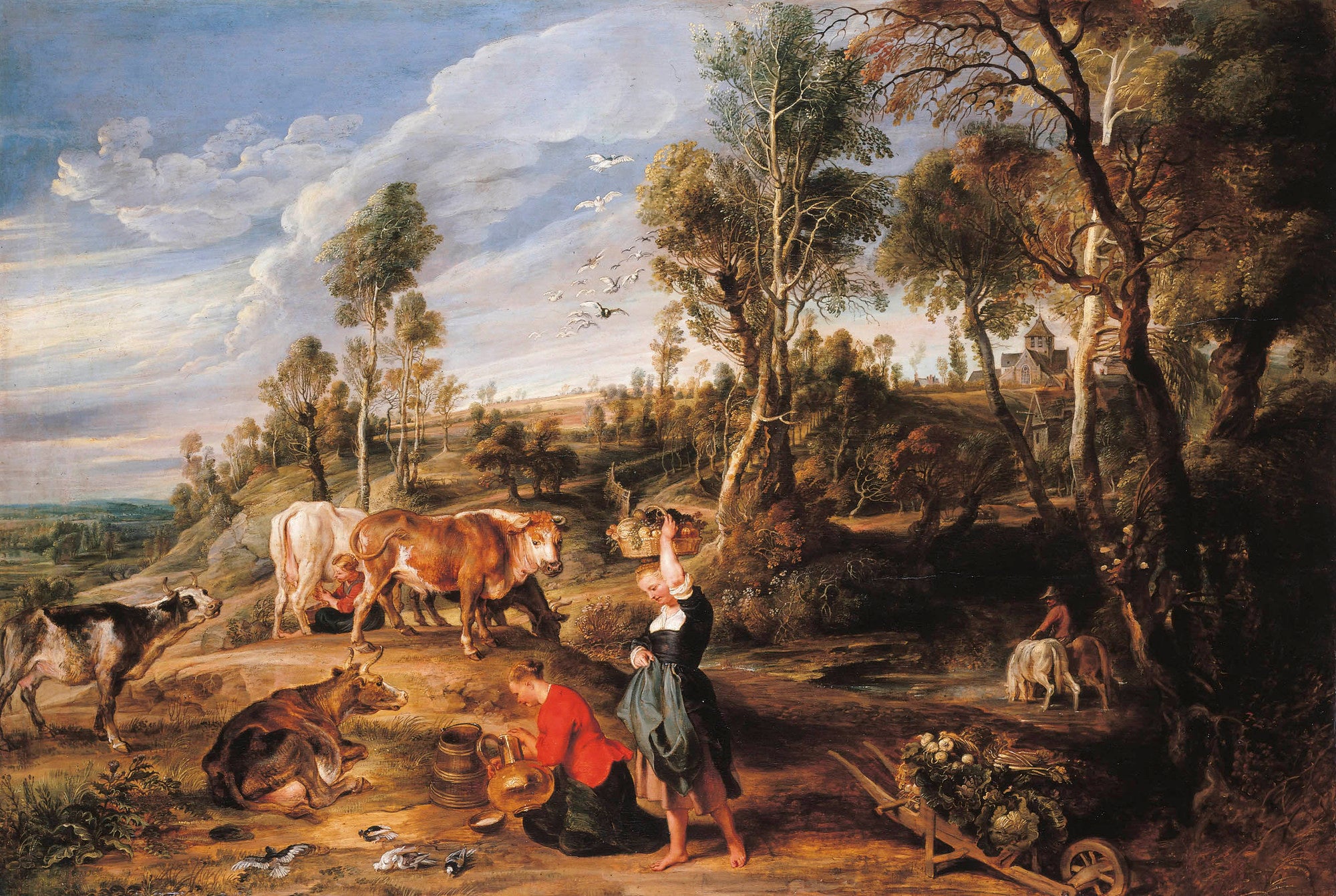 Laitières avec du bétail dans un paysage, « La Ferme de Laeken » - Peter Paul Rubens