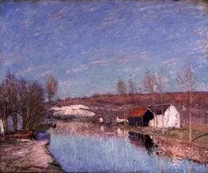 Loing a svah Saint-Nicaise - odpoledne v únoru - Alfred Sisley