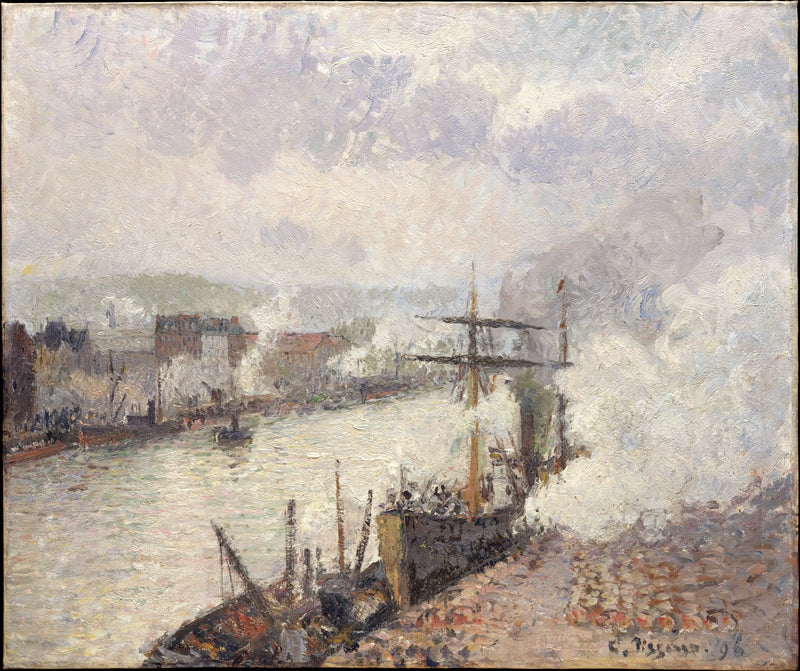 Parníky v přístavu Rouen - Camille Pissarro