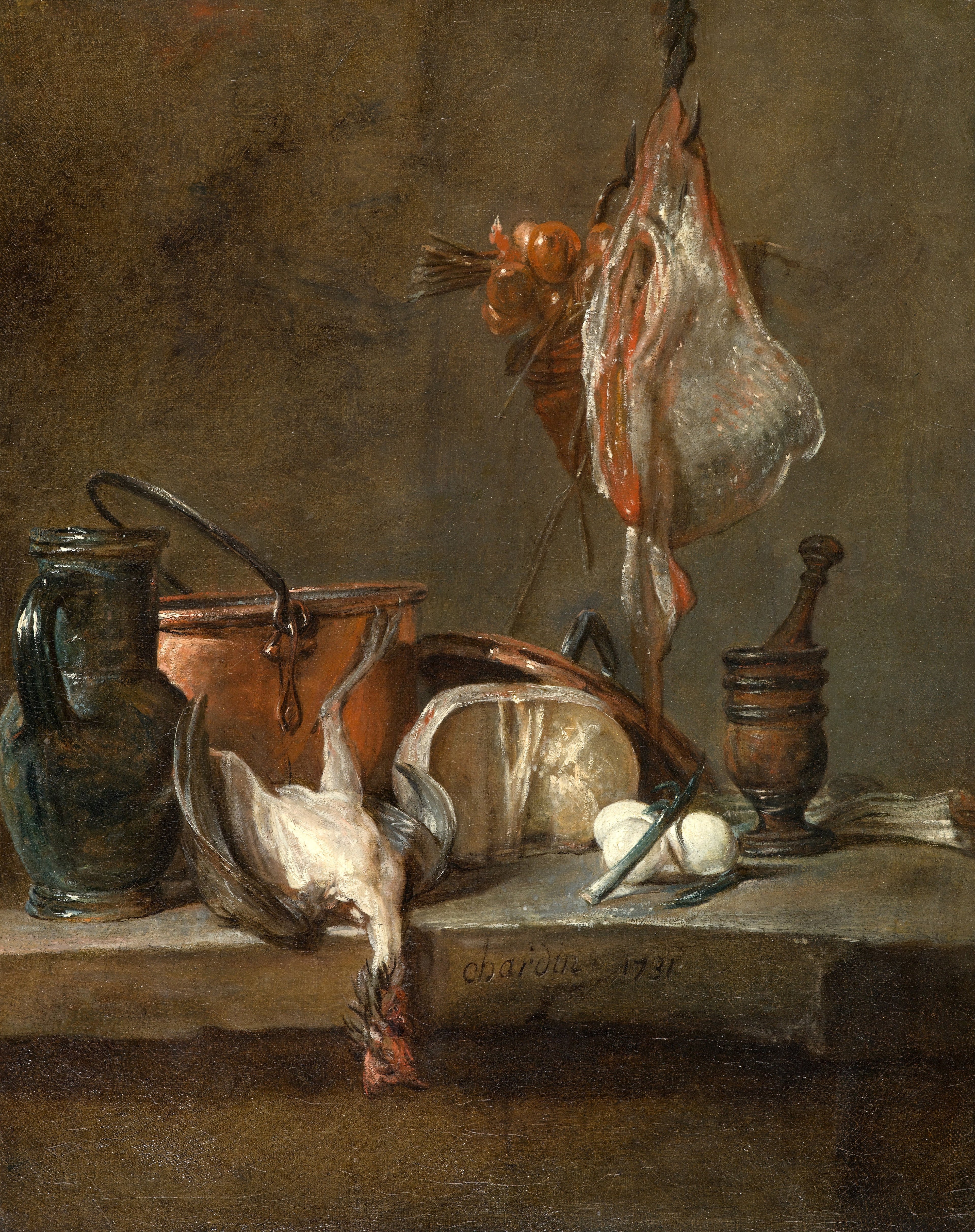 Nature morte avec une raie et un panier d'oignons - Jean Siméon Chardin