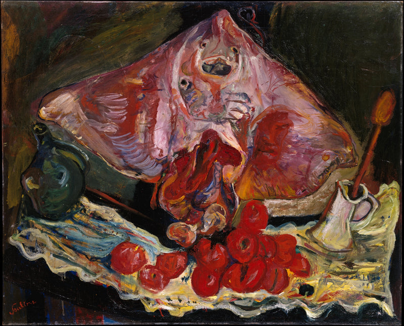 Mrtvá přírodní scéna s žraloky - Chaim Soutine