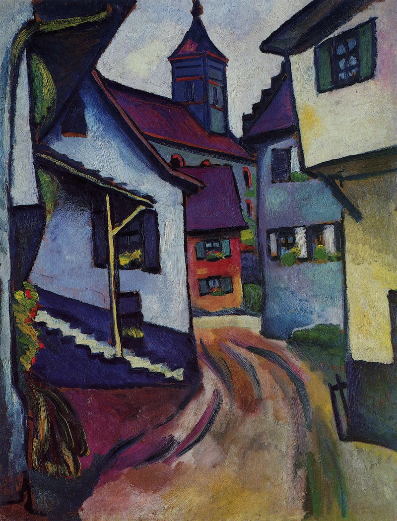 Ulice s kostelem v Kandernu - August Macke