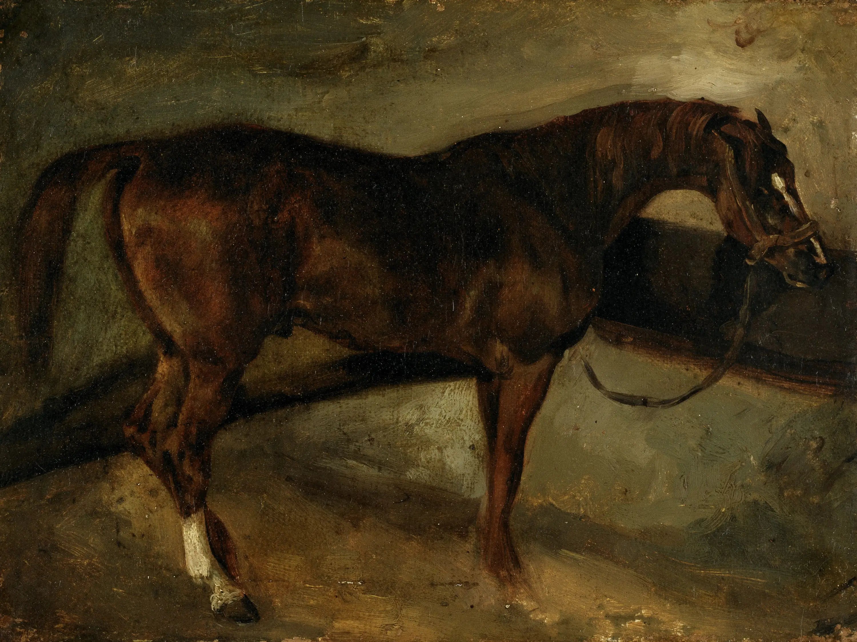 Reproduction du tableau « Le Cheval brun - Théodore Géricault » par Alpha Reproduction en peinture à l’huile