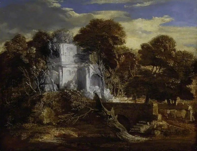 Krajina s pastýřem a kravami přecházejícími přes most - Thomas Gainsborough