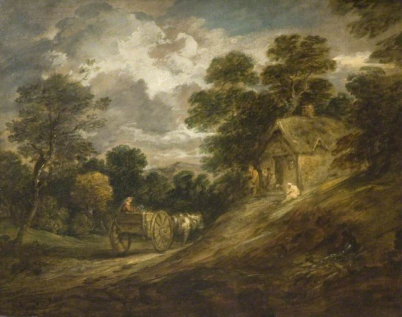 Paysage avec un chalet et une charrette - Thomas Gainsborough