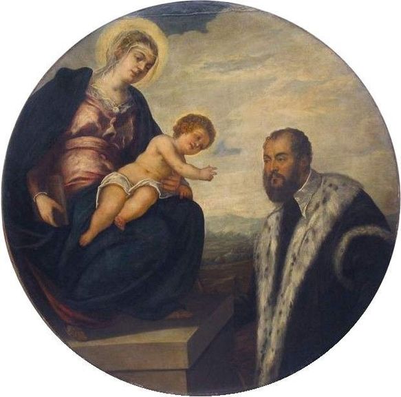 Panna Marie s dítětem a senátorem - Jacopo Tintoretto