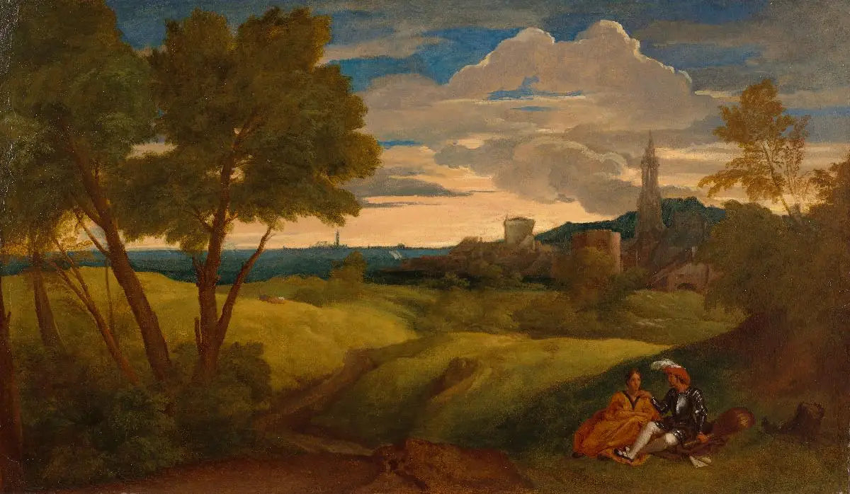 Paysage du soir avec un couple - Titian - Alpha Reproduction