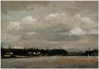 Vue sur un lac: rivage avec maisons - Tom Thomson - Alpha Reproduction