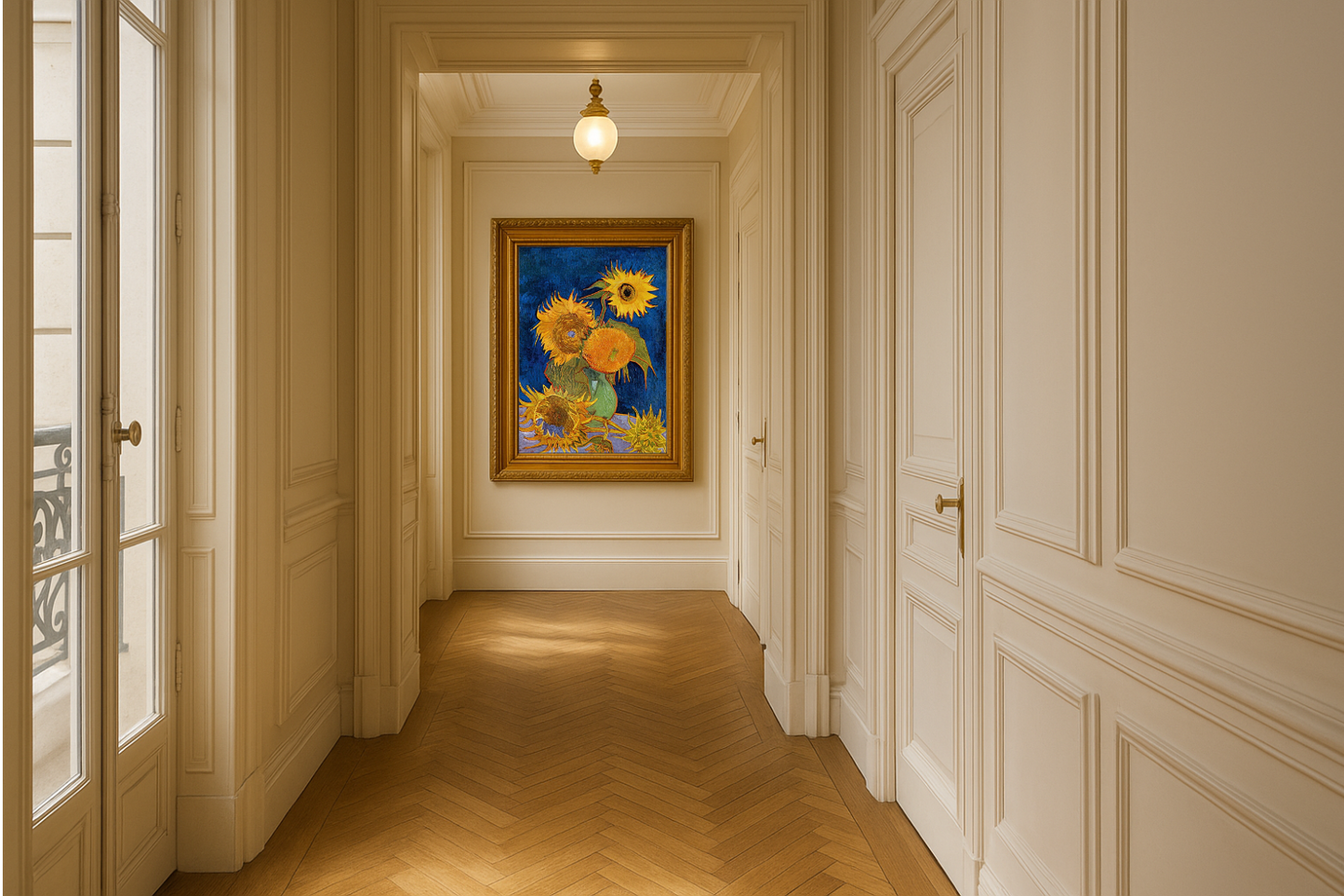 🌻 Slunečnice (královská modrá pozadí) – Vincent van Gogh (1888)