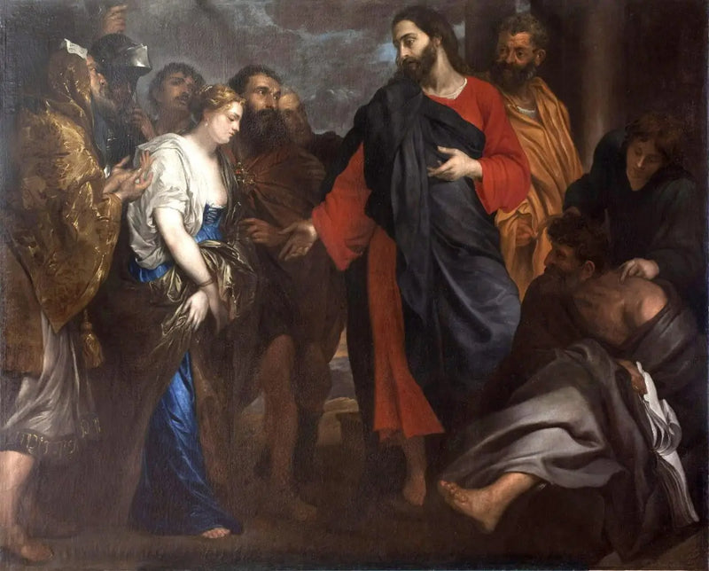 Ježíš a žena přistižená při cizoložství - Antoine van Dyck