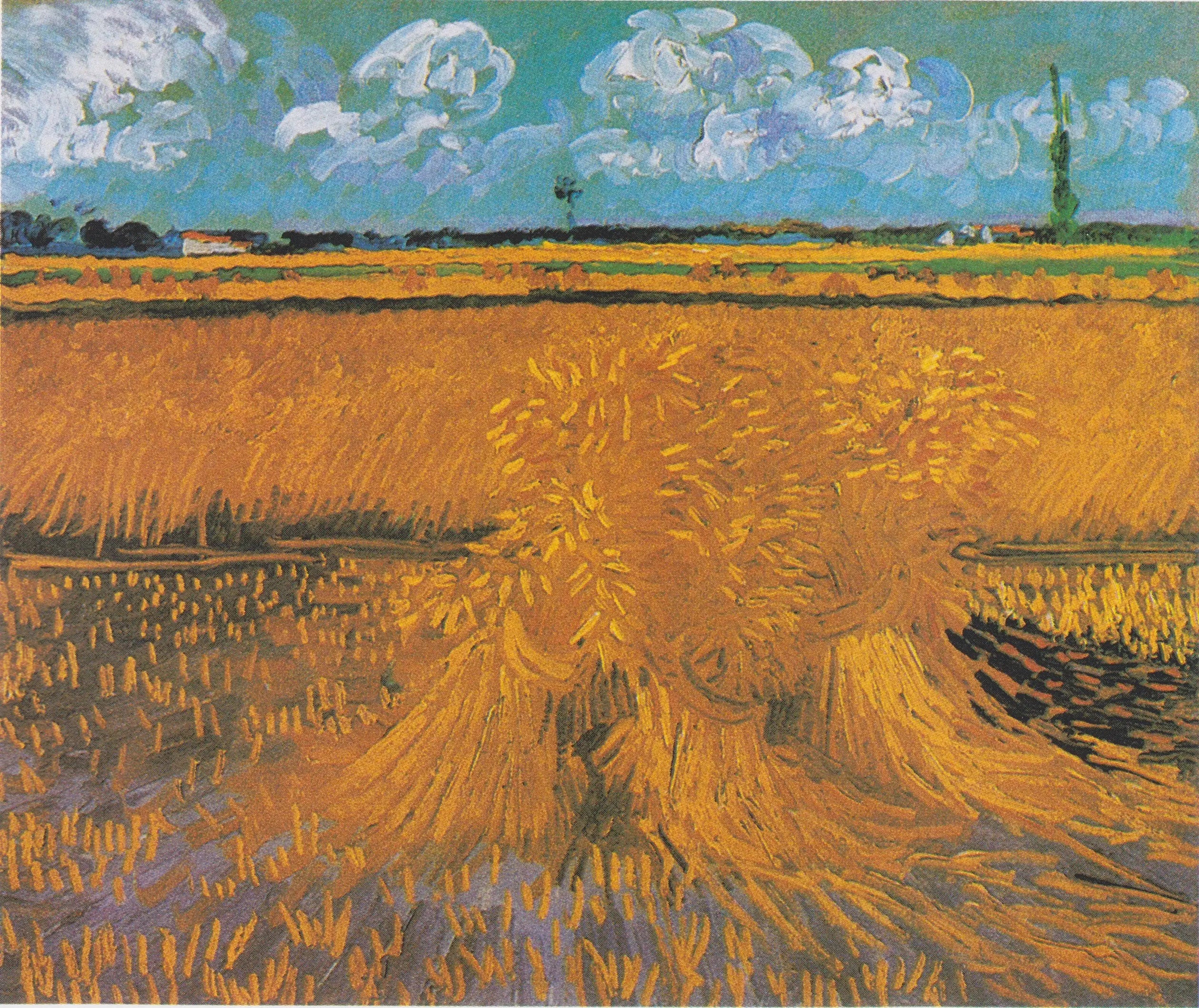 Reproduction du tableau « Champ de blé avec gerbes - Vincent van Gogh » par Alpha Reproduction en peinture à l’huile