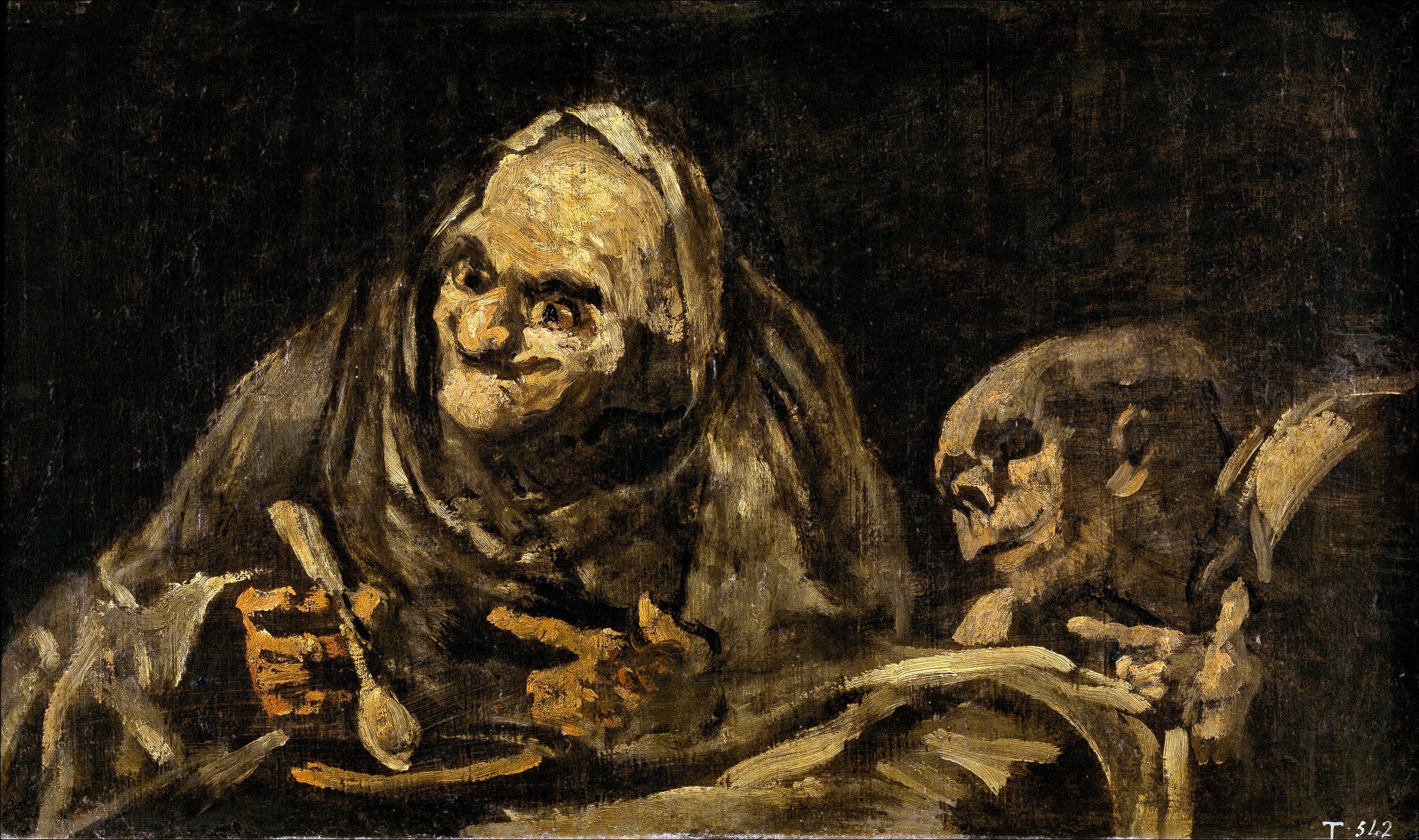Reproduction du tableau « Deux vieillards mangeant de la soupe - Francisco de Goya » par Alpha Reproduction en peinture à l’huile